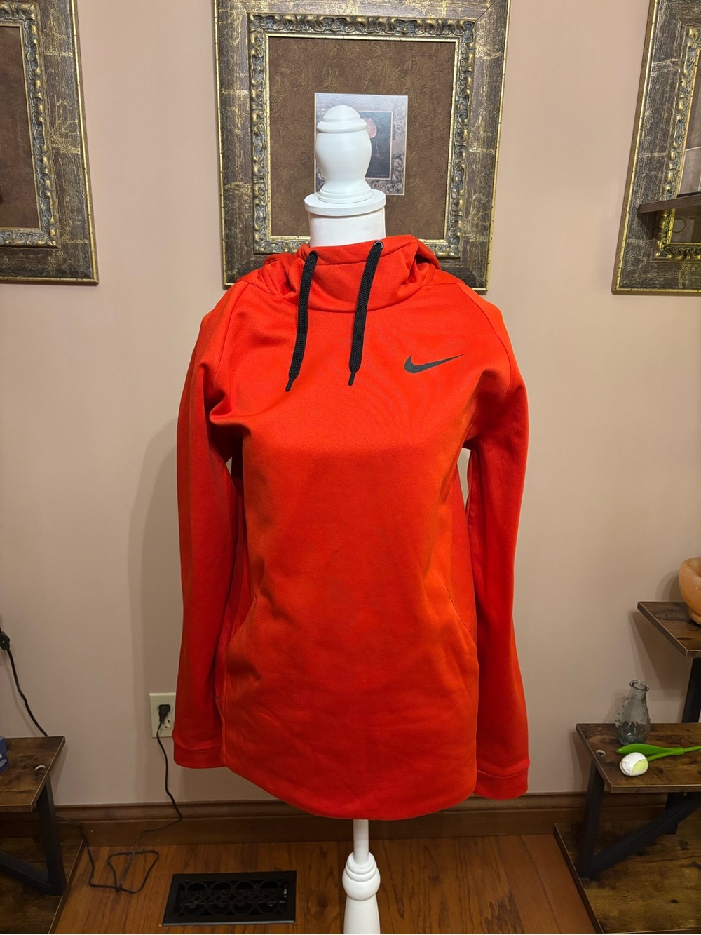 Nike Red Pullover Hoodie with Black Drawstrings